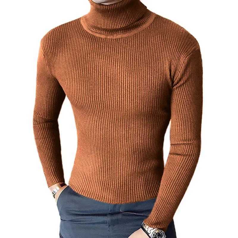 New Mens Turtleneck Sweater Slim Fit Knitted Casual Pullover Lightweight Ribbed Long Sleeve Sweaters Warm Breathable StreetwearZ250918