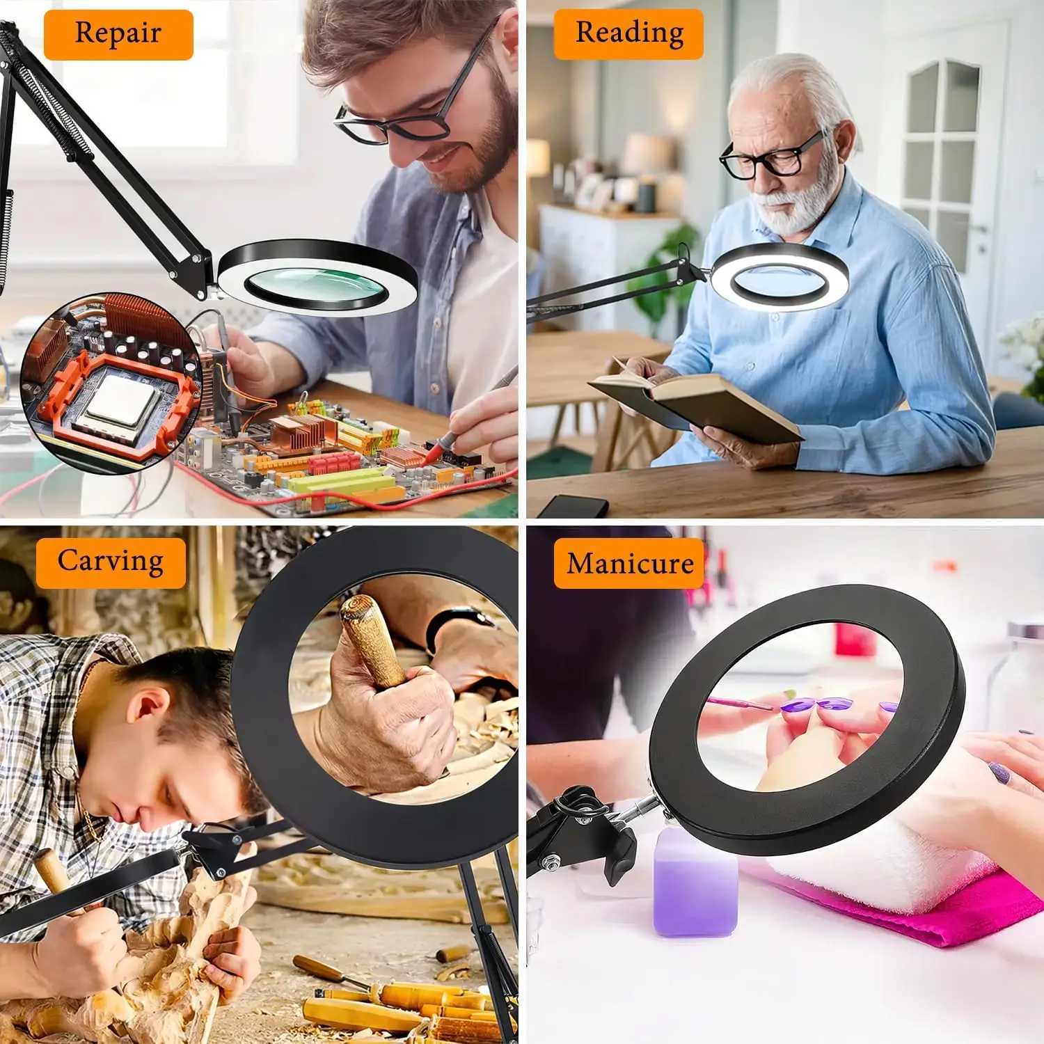 Foldable Portable Magnifying Glass Lamp Eye Protection Reading Learning Table Lamp Repair Makeup Beauty Nail Art Work Lamp C250918