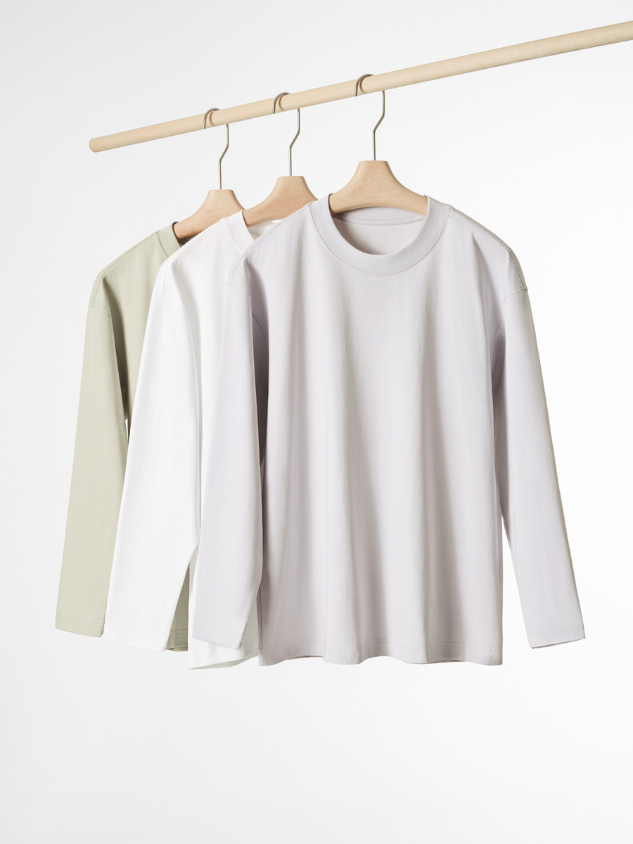 Men's Japanese-Style 230g Long-Sleeve T-Shirt - AW 2024 New, Loose, Slim-Fit, Solid Crewneck Inner Wear-16M