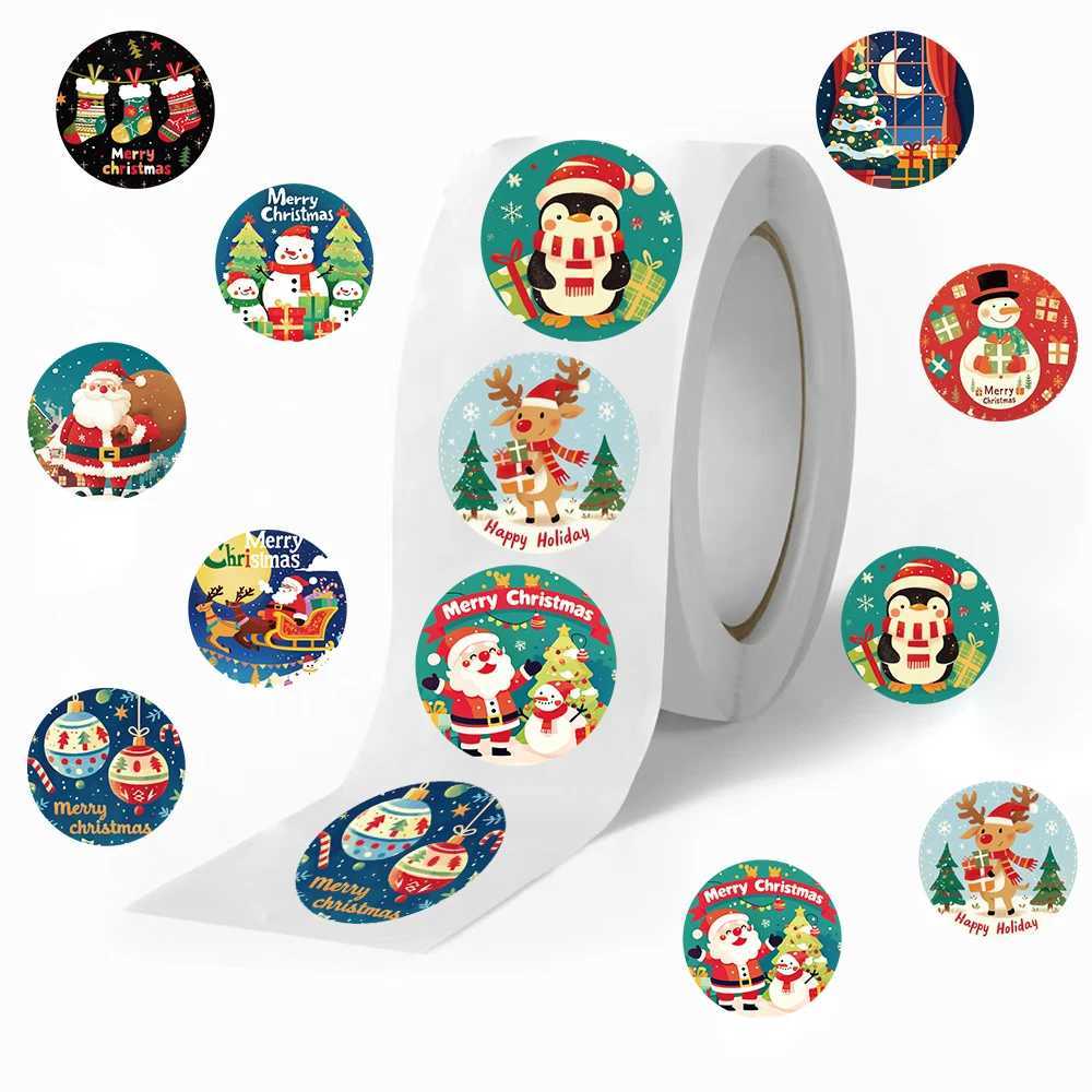 500PCS New Christmas Stickers Roll Small Children Stickers Cute Kawaii Cartoon Packaging Stickers Photocard Decor Lables for Kid C250918