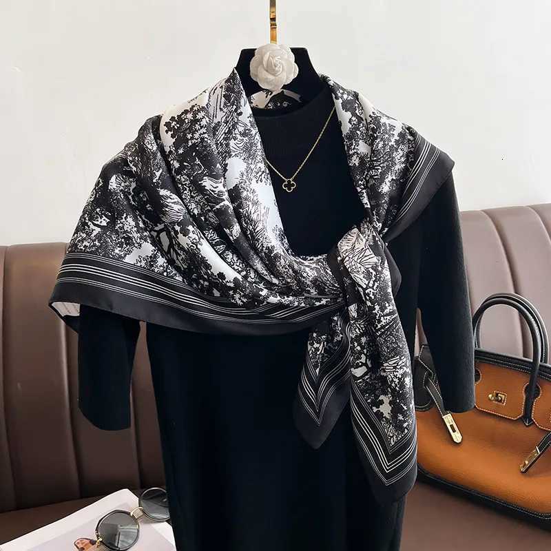 Spring Scarf Wens Luxury Design Polter Material Smooth Scarf Soft Shl Beach 90x90cm Y250918