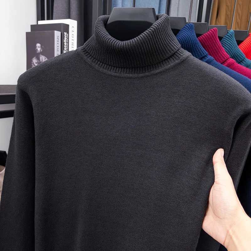 Woolen Sweater Mens Long Sleeved Knitted Base Pullover Sweater High Neck Sweater Business OutfitZ250918