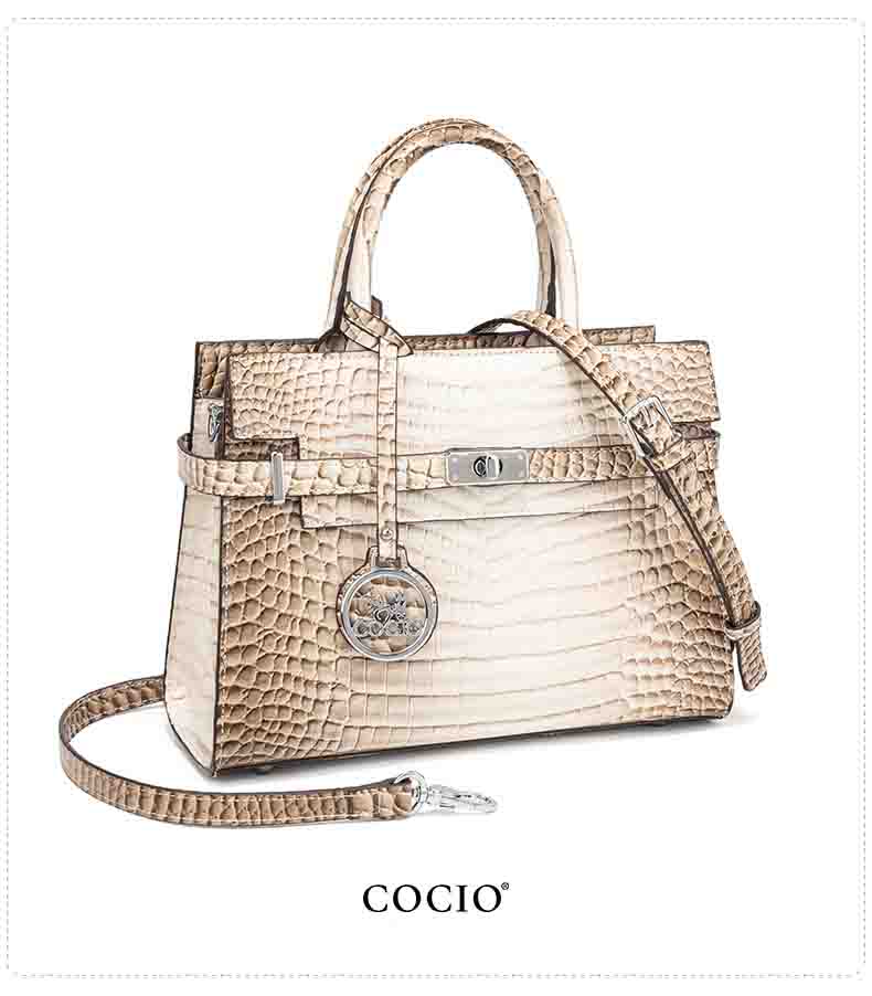 COCIO hot Free delivery designer tote bag Crocodile texture handbag white minimalist women bag