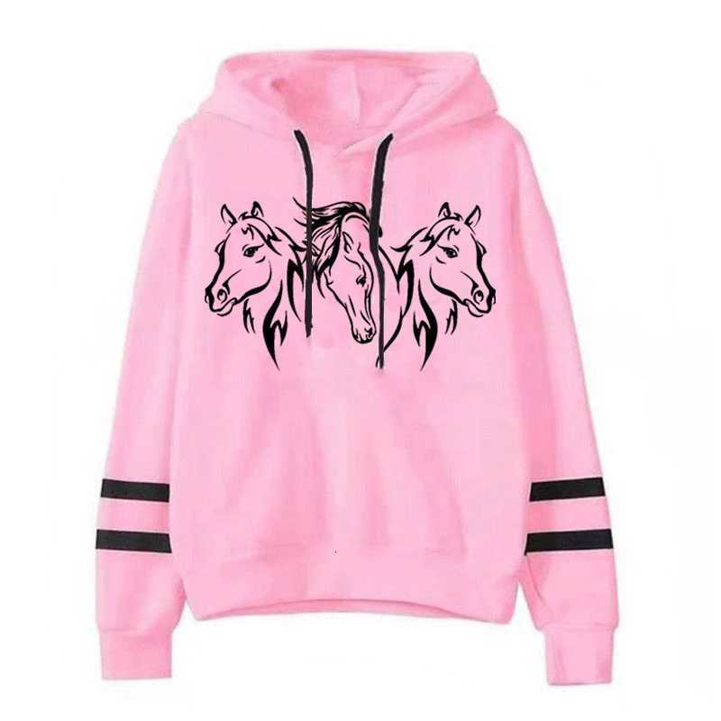 Y2k Fashion Hoodies Graphic Three Cool Horse Female Long Sleeve Casual High Street Fashion Trend Harajuku Hoody Horse SweatshirtZ250918