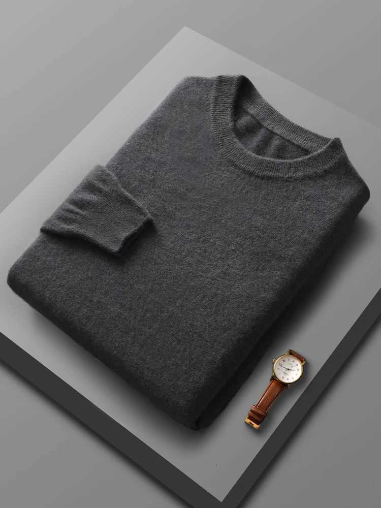 New Chic Mens 100 Merino Wool Knitted Pullover Autumn Winter Thick Warm Long Sleeve Sweater Basic Clothing Casual Loose TopsZ250918