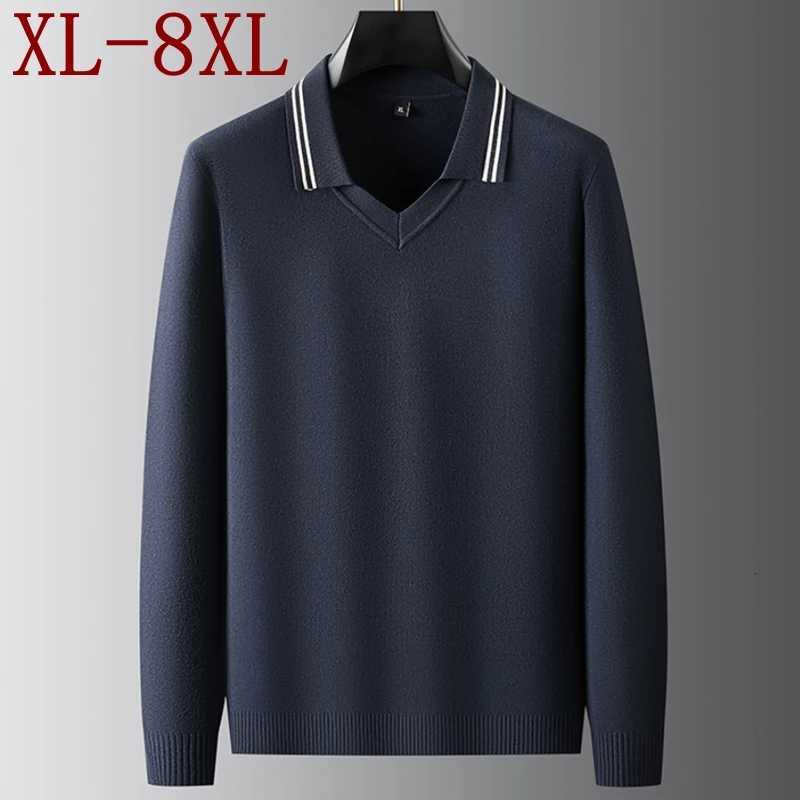 8XL 7XL 6XL Pull Homme 2025 New Fall Winter High End Luxury Thin Wool Sweater Men Soft Warm Mens Jumpers Zipper Lapel PulloversZ250918