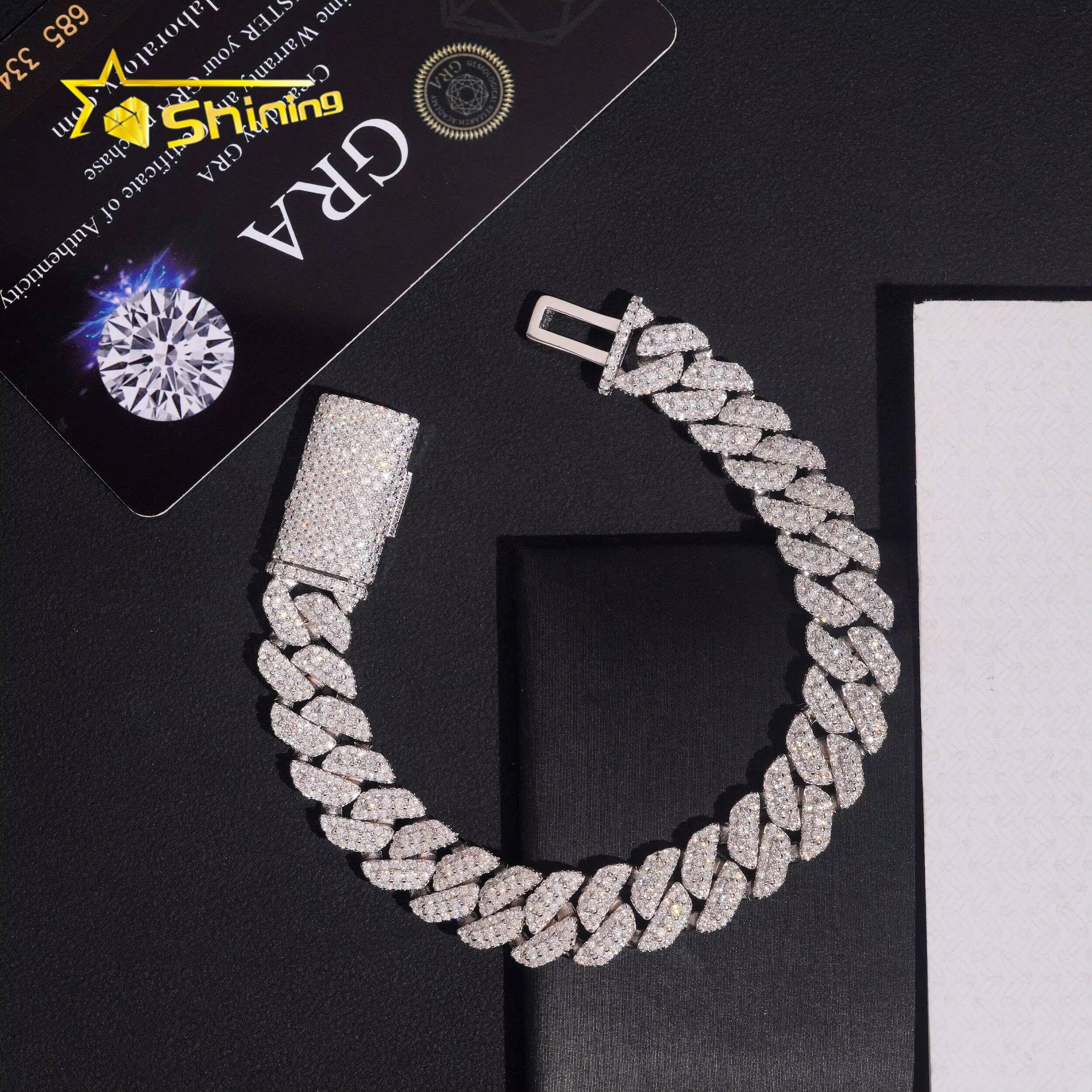 Hot Sale 925 Sterling Silver 10mm Iced Out Popular High Quality Hip Hop Moissanite Cuban Link Chain