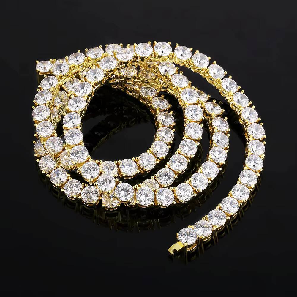 KRKC Hip Hop Jewelry Iceout Diamond Tennis Bracelet Tennis Necklace White Gold for Men and Women Fashion Jewelry