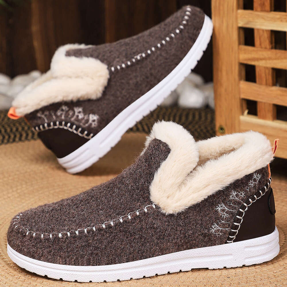 Winter with Fleece Lining, Thickened Cotton Shoes for Women, Cold-Proof Free shipping new and Warm Snow Boots, Slip-On Fashion Short Boots