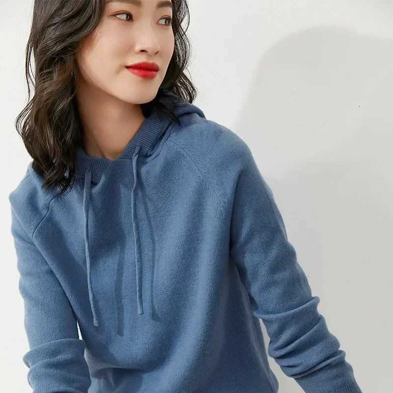 Womens Autumn and Winter New Casual Hoodies Sport Loose Hooded Knitted Hoodie Pullover SweaterZ250918
