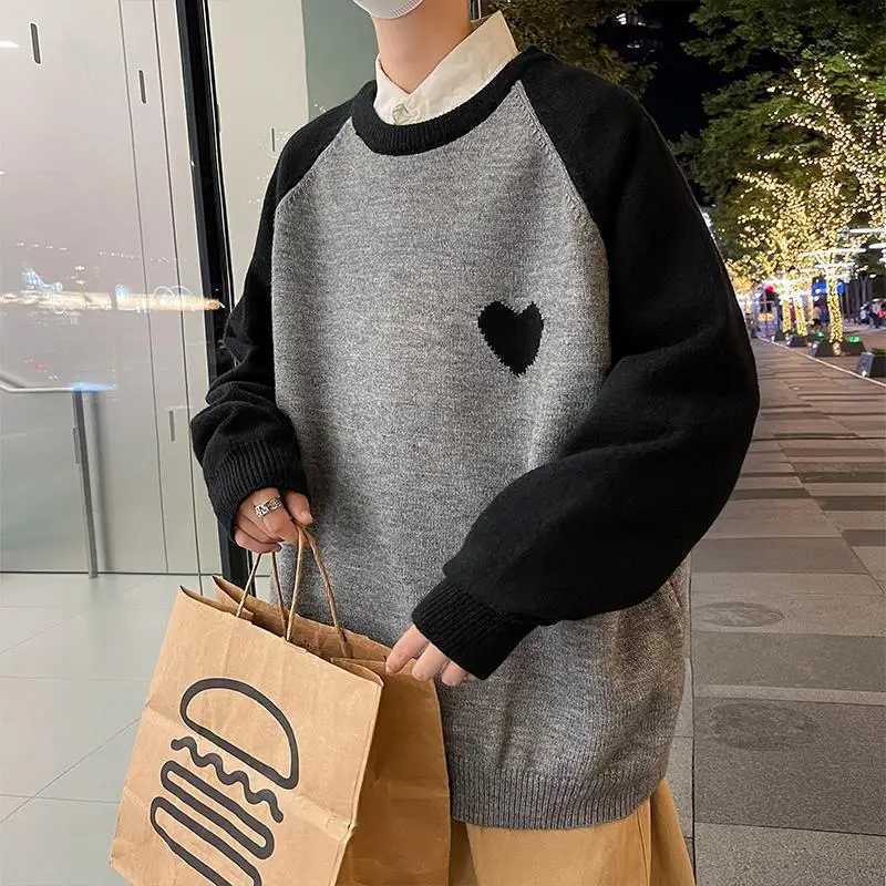 Mens Autumn Sweater Plus Size 2XL7XL Casual Love Jacquard Tops Fashion Round Neck Pullovers Loose Couple Sweater Male ClothingZ250918