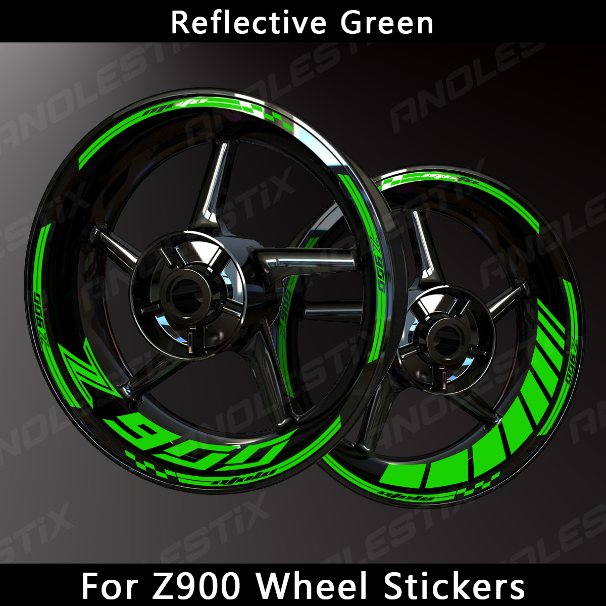 For Kawasaki Z900 AnoleStix Reflective Motorcycle Wheel Sticker Hub Decal Rim Moto Stripe Tape