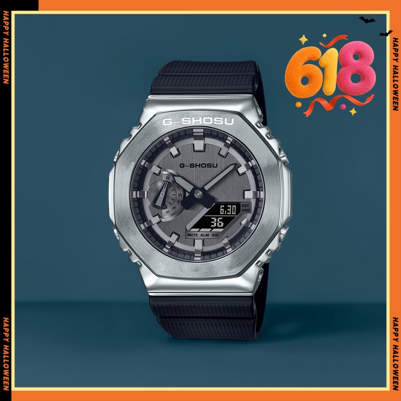 Iced Out Watch Full Function Unisex Sports Digital Electronic Watch Waterproof Large Dial LED Dual Display Oak Series G41