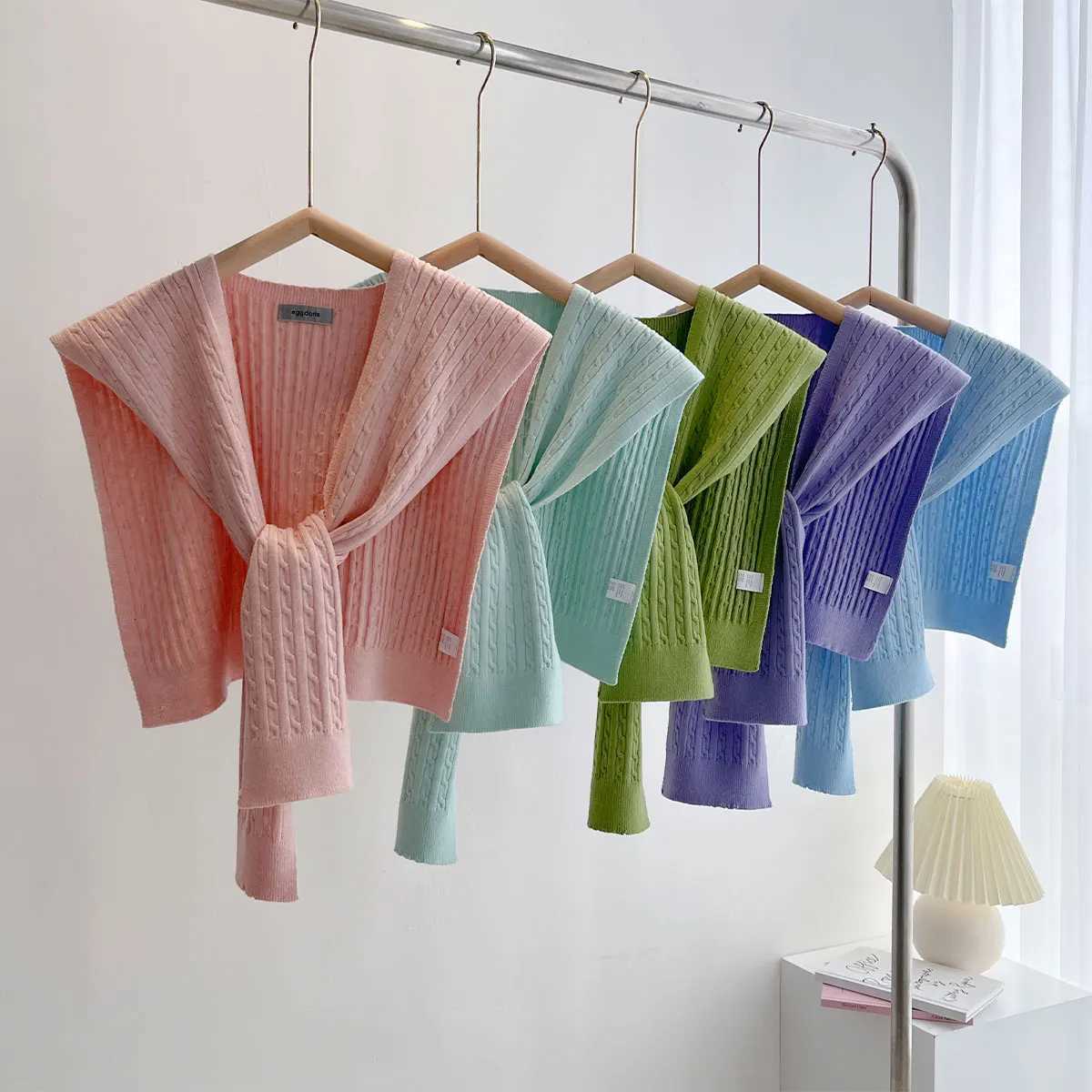 2025 Latest Design Korean Wen Knitted Shl Fake Collar Neck Knit Thin Knotted Ce Summer Off Dr Shoder Scarf Y250918