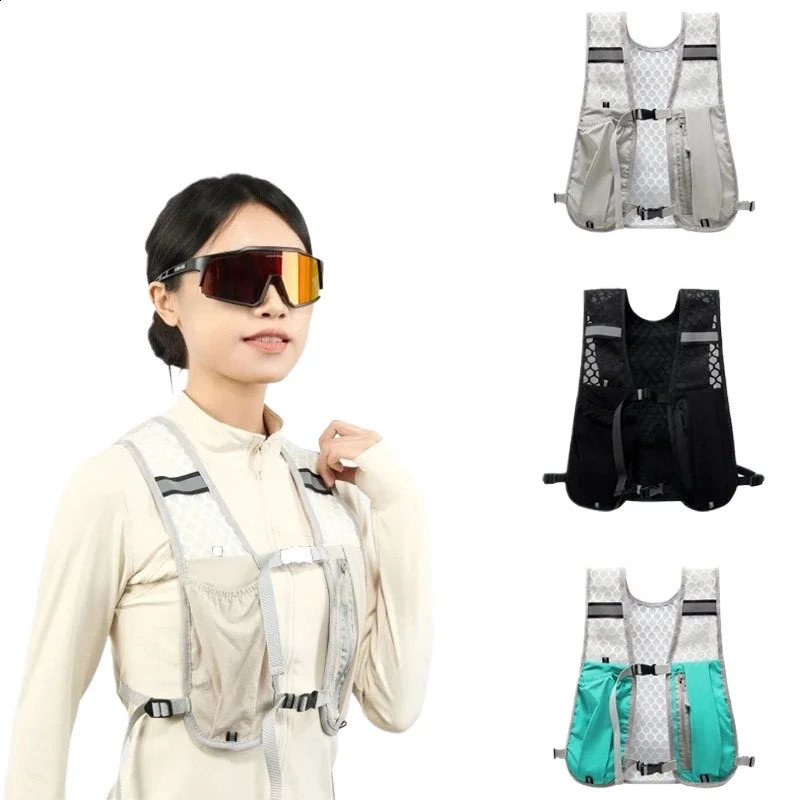 For Biking Running Storage Vest Lightweight Running Vest Reflective Hydration Water Chest Pack With Phone Storage Pocket 250731