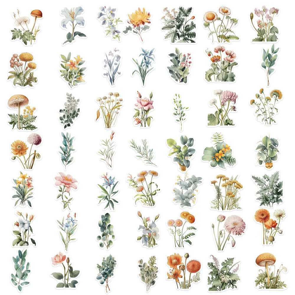50PCS Fresh Plant FlowerDatura Stickers for Mobile Computers Water Cups Decorative Stickers for Laptops Waterproof Stickers C250918