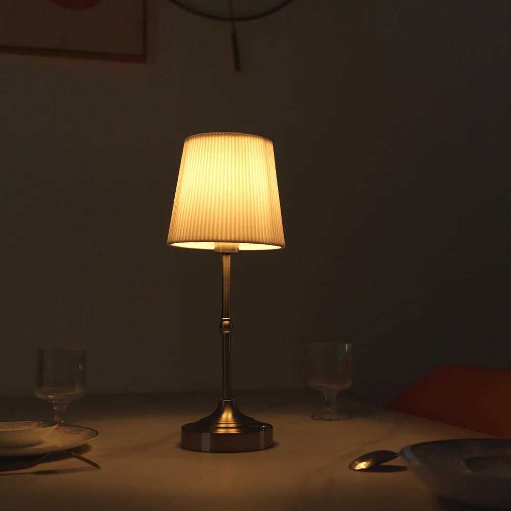 LED Gold Table Lamp Modern Night Light with Fabric Shade Bedroom Bedside Lighting for Reading Living Room Office Desk Light C250918