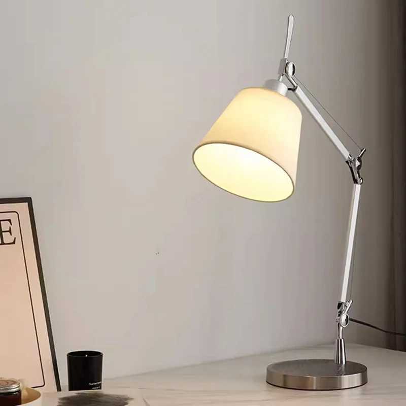 White Lampshade Table Lamp E27 Bulb Silver Metal EU AU US Plug Desk Light For Bedroom Foyer Reading Study C250918