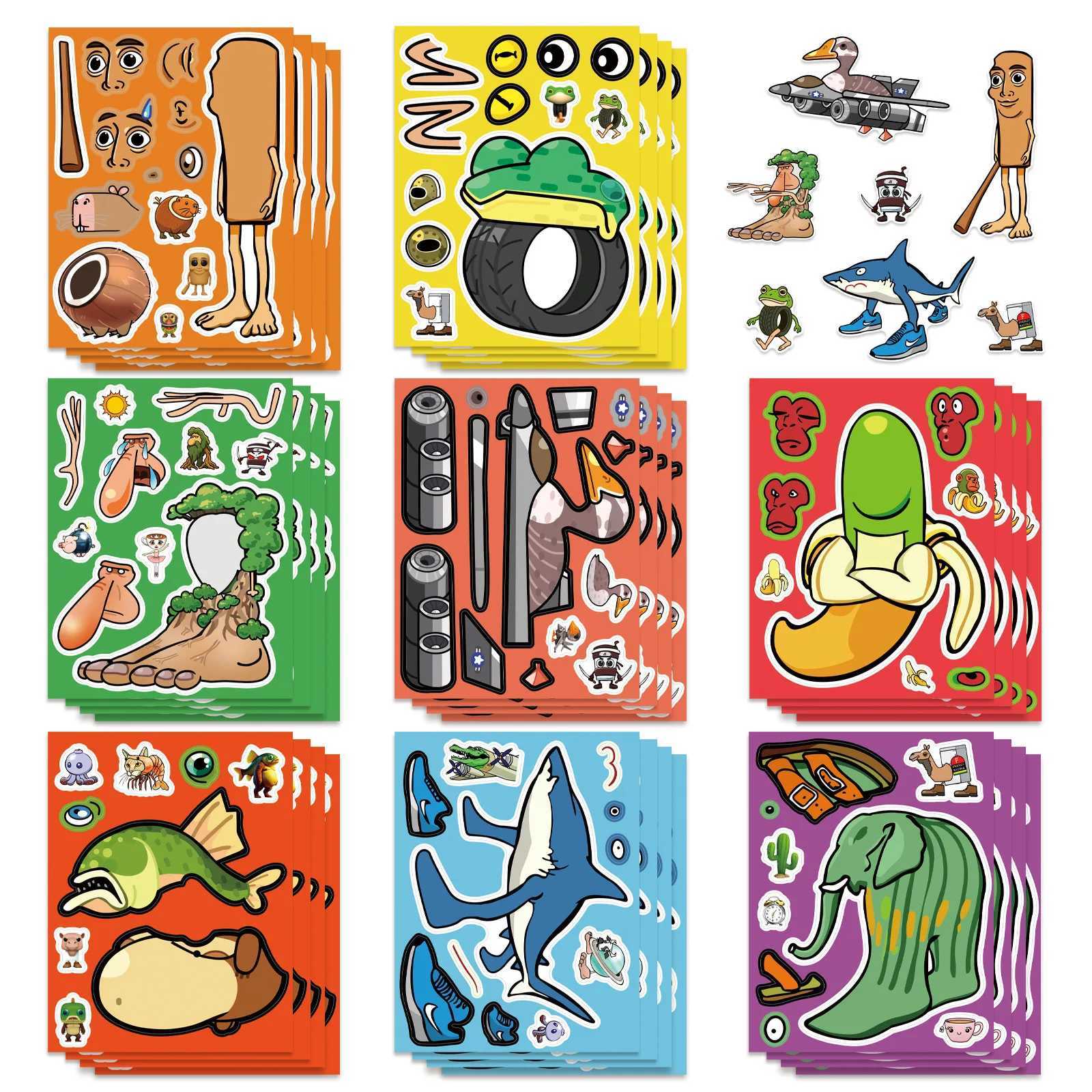 8 Sheetspack Puzzle Stickers Childrens Fun DIY Decals for Notebook Phone Laptop Water Bottle Waterproof Stationery Stickers C250918