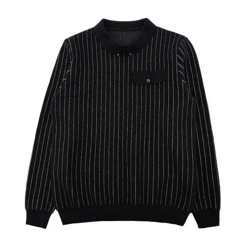 Base Sweater Long Sleeve Casual Trendy Slim Striped Handsome Winter Mens Sweater POLO Collar TopZ250918