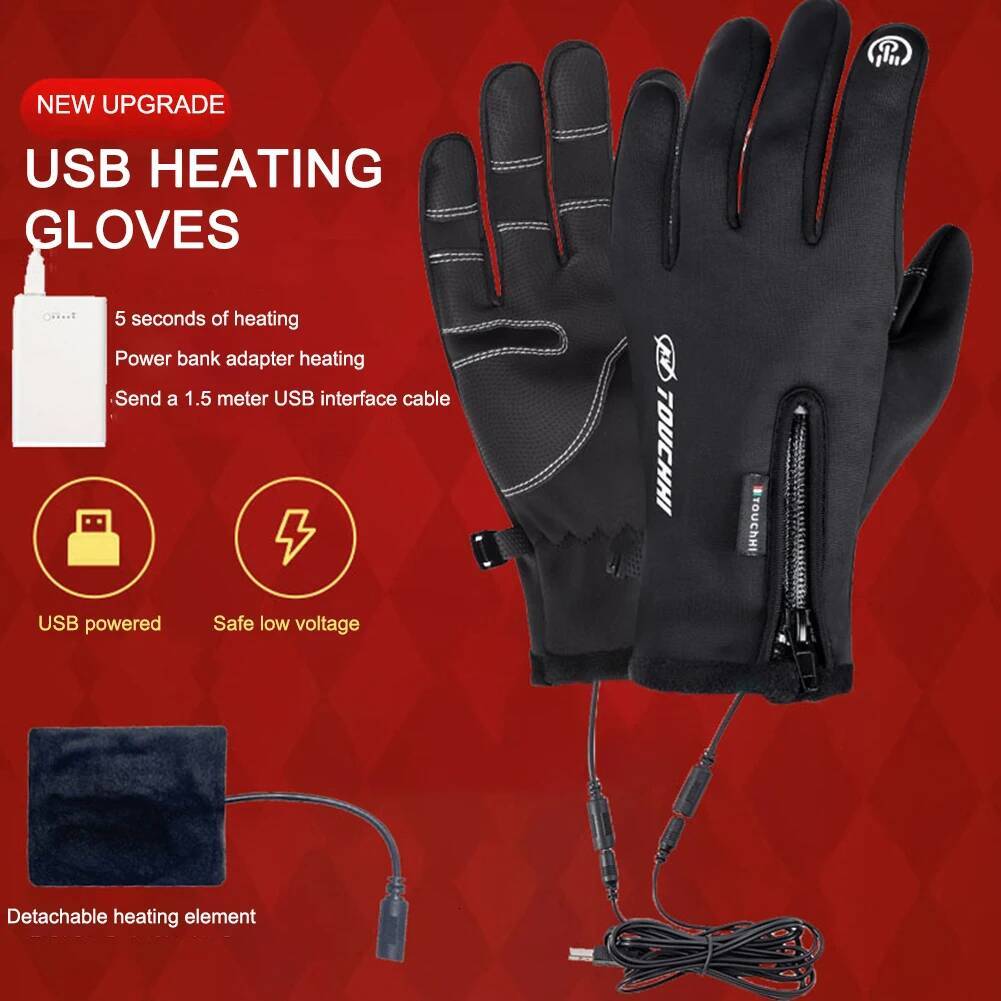 USB Touch Screen Hand Warmer, Winter Warm Electric Gloves, Windproof Heated Gloves for Women and Men ddmythur