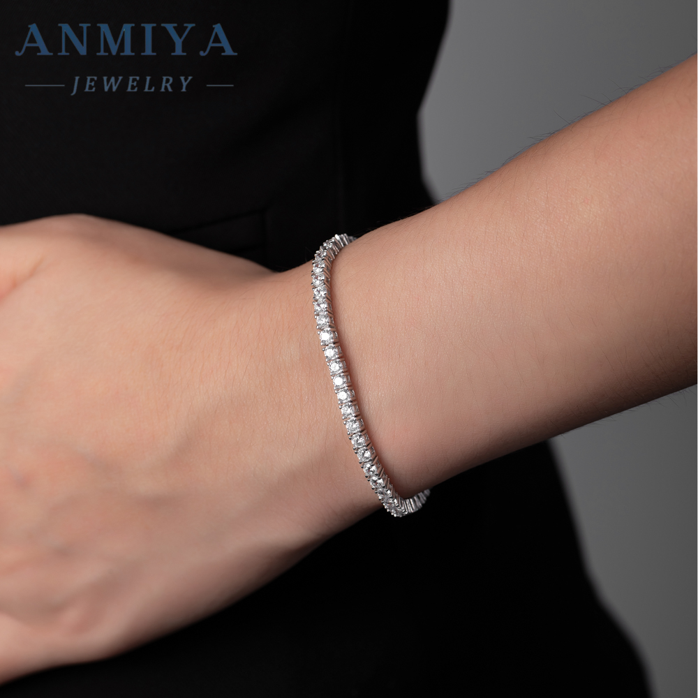 Tennis Bracelet 925 Sterling Silver Jewelry Leaf Bracelet Silver 925 Zircon Tennis Bracelet Men's and Women's