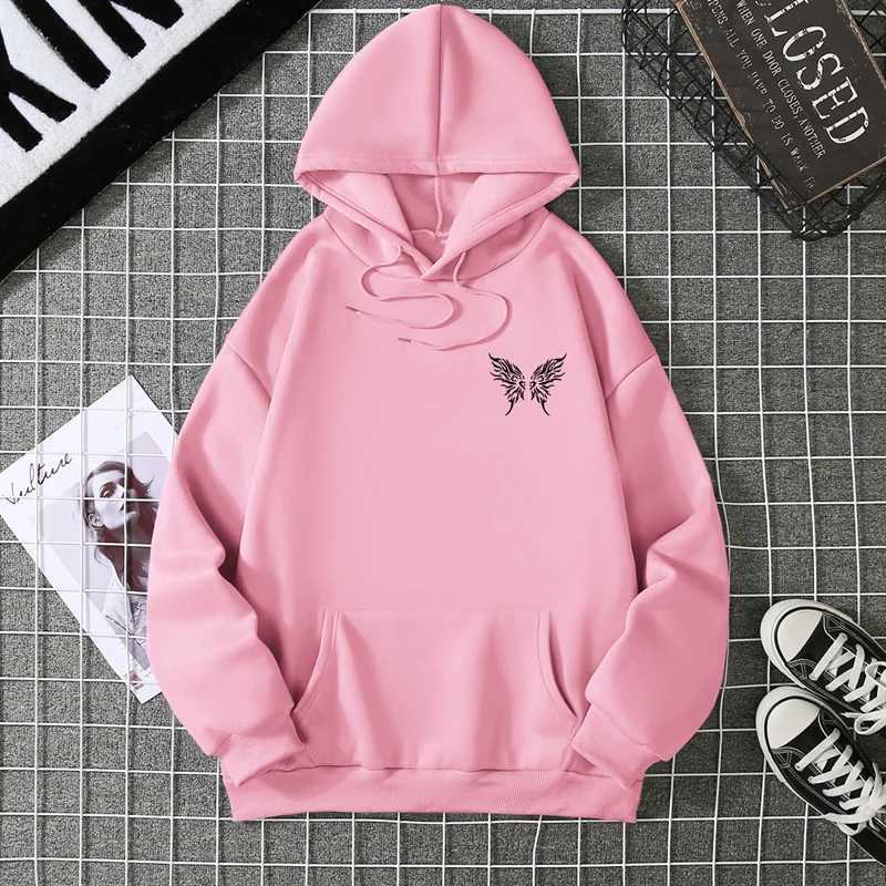 Future Deep Black Butterfly Creative Design Hoodie for Women Hip Hoodie Versatile Fashion Streetwear Pocket Top Graphic Y2K TopZ250918