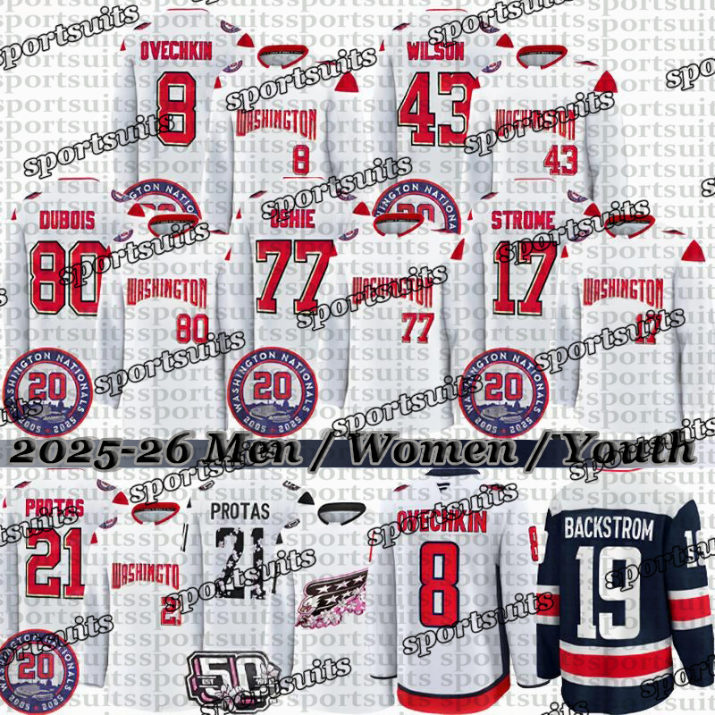 #8 Alex Ovechkin washingtons hockey jersey capital jersey Dubois TJ Oshie Tom WilsonS Ryan Leonard Jakob Chychrun Charlie Lindgren Nicklas Backstrom jerseys men