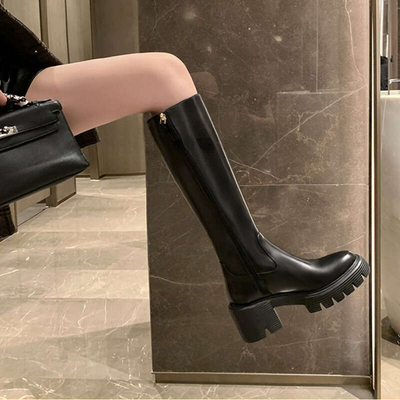 Over-the-Knee 2025 Autumn New Style Petite Heel SW Thick Sole Side Zipper High Riding Boots for Women