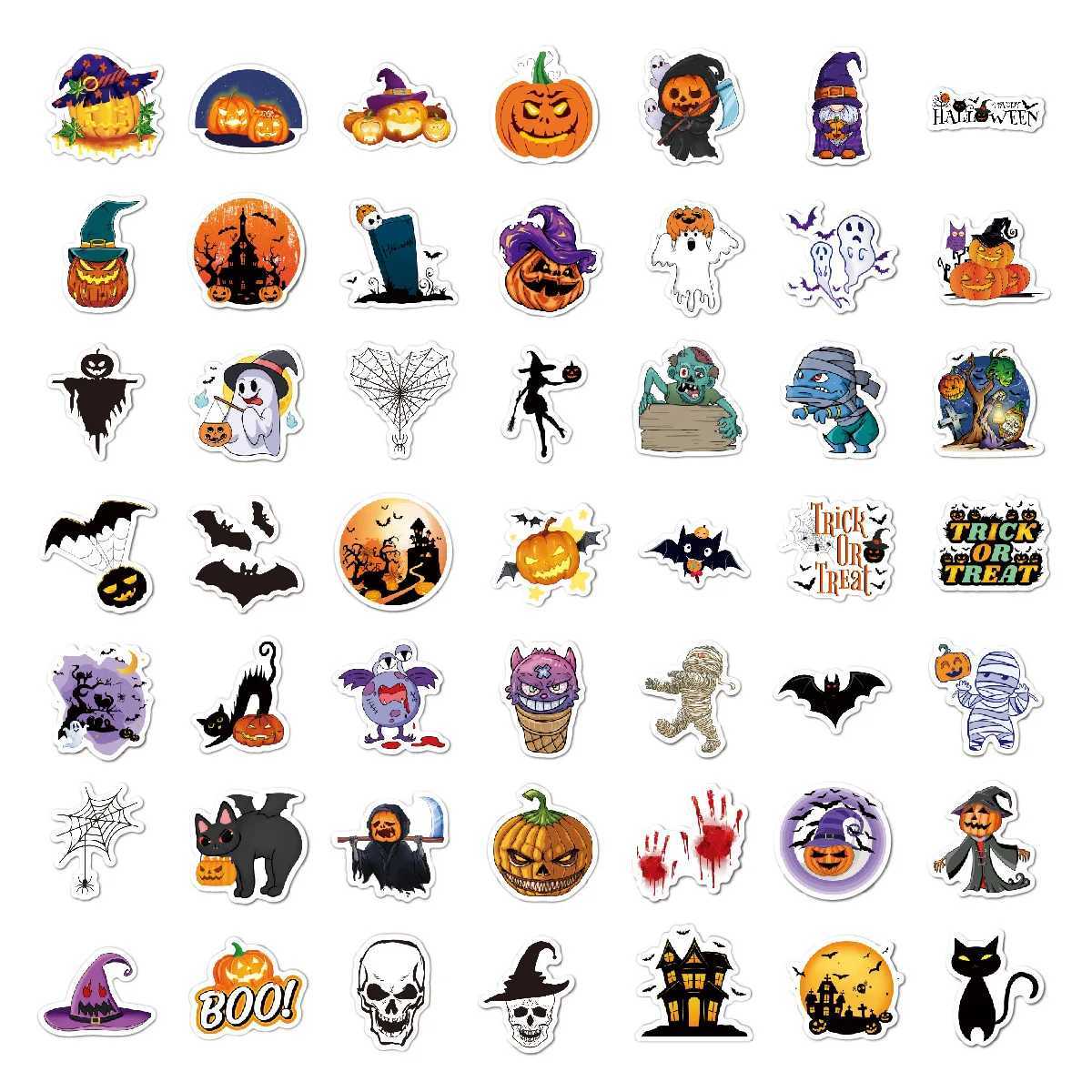 100Pcs Cartoon Pumpkin Witch Ghost Waterproof Graffiti Stickers Toy for Kids Birthday Party Favors Halloween Theme Party Gifts C250918