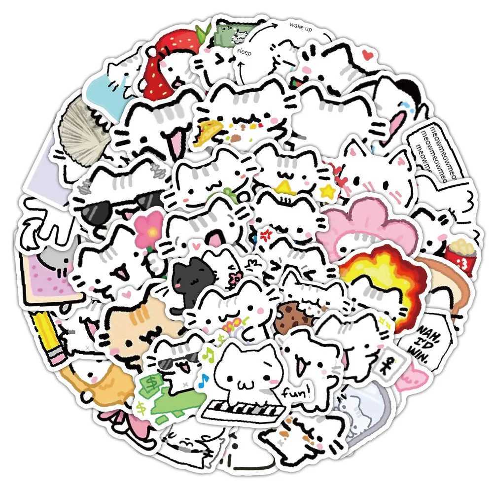 103072PCS Cute Lines kitten Graffiti Sticker Kawaii Cartoon Animal Decal For Phone Cup Laptop Fridge Waterproof Sticker Toys C250918