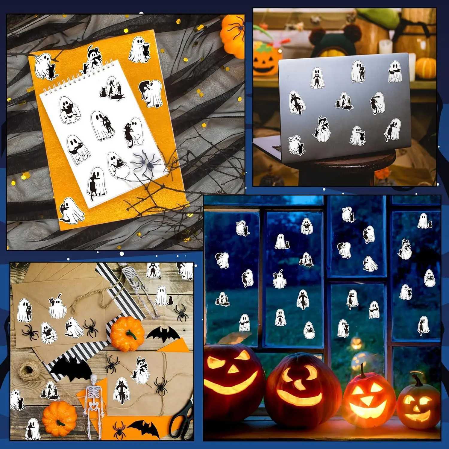 100500pcs Phantom Cat Halloween Stickers Party Halloween Gift Wrapping Label Scrapbook Cartoon Stationery Stickers C250918