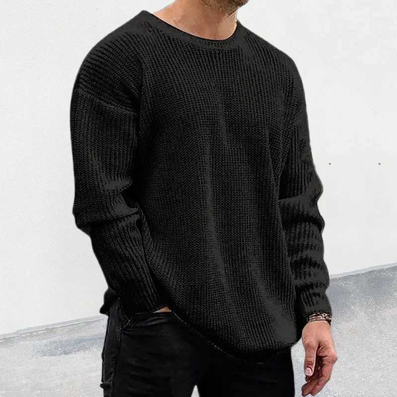 Knitted Sweater Men FallWinter New Knitwear Solid Color Crewneck Long Sleeve Puller Mens SweaterZ250918
