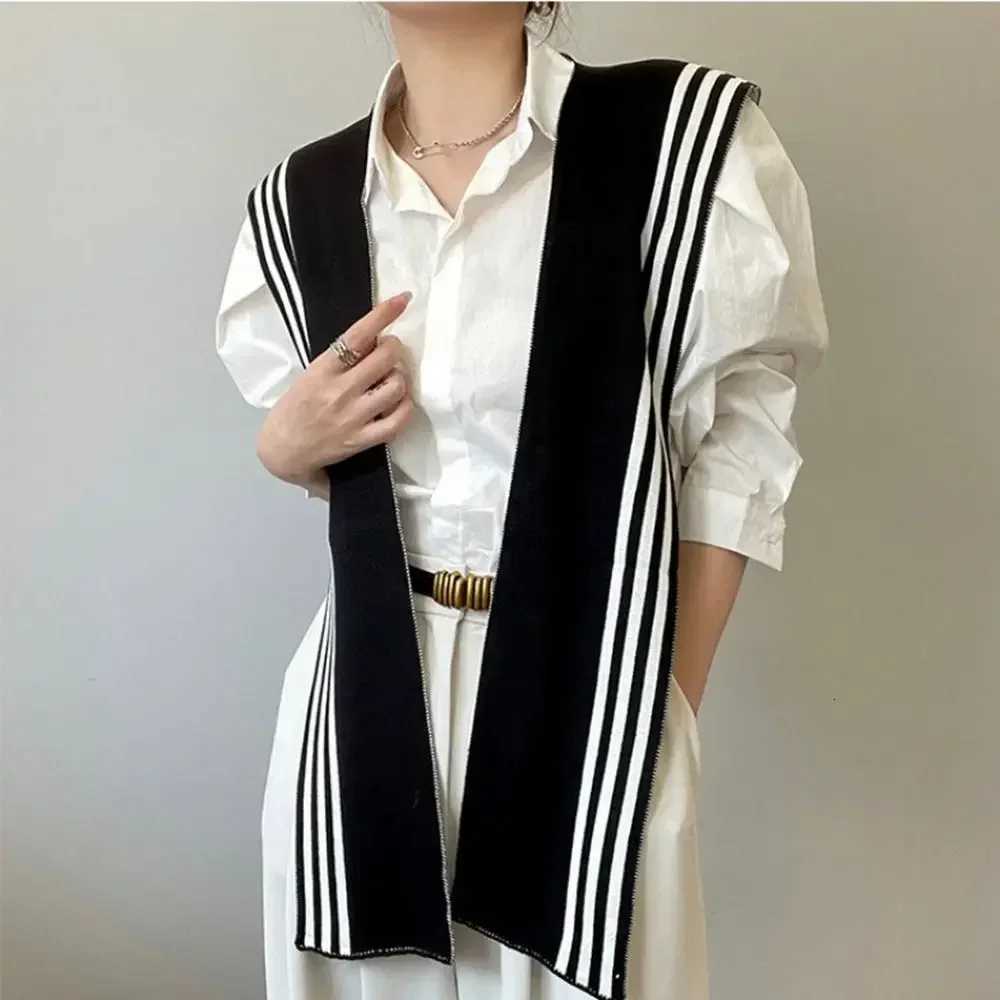 DAILOU Wens Black and White Striped Spring and Autumn Knitted Fake Collar for Wearing A Small Shl Shirt Outside Y250918