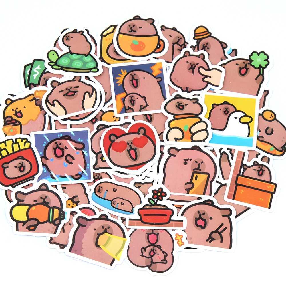 1050100pcs Capybaras Stickers Cartoon Cute Decals Toy Stationery Guitar Phone Bicycle Laptop Luggage Car Graffiti Kids Sticker C250918