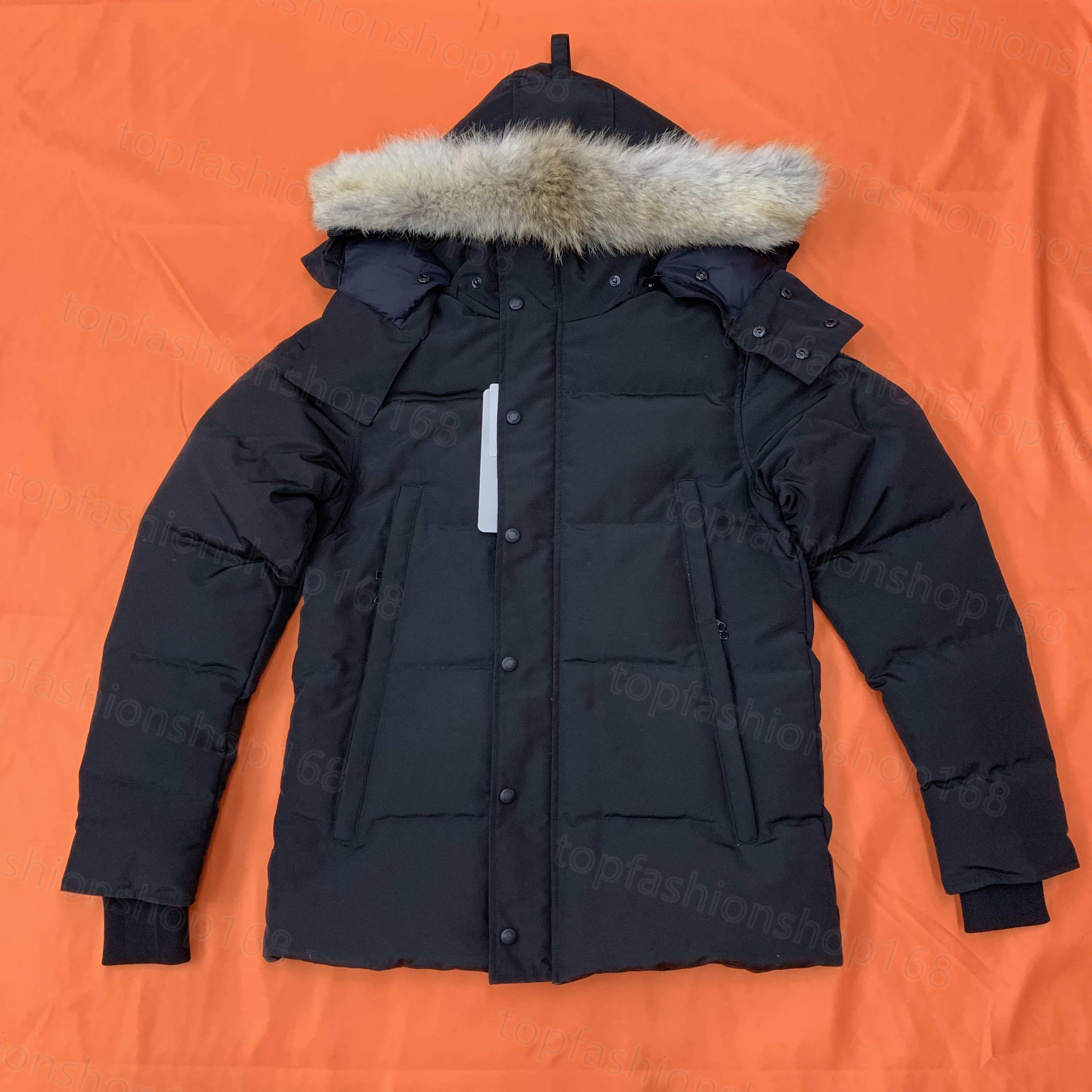 Canadian Puffer Jackets Mens Designer Real Coyote Fur Outdoor Wyndham Windbreaker Jassen Outerwear Hooded Fourrure Manteau Down Jacket Coat