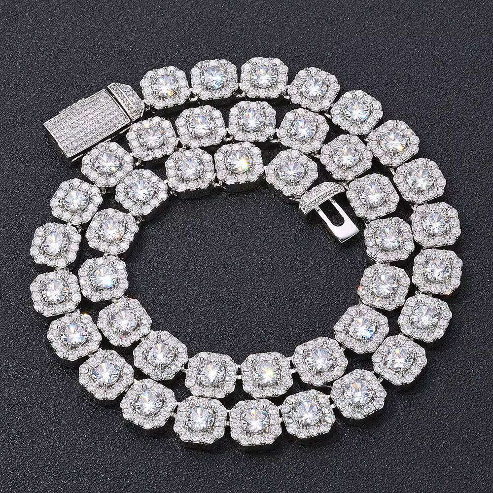 Hip-Hop Moissanite High-End Iced Zircon Tennis Cuban Chain Anti-Tarnish Fashion Jewelry Necklace for Men