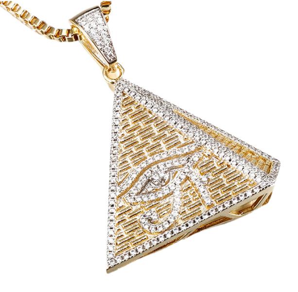 Hip Hop Sterling Silver Egyptian Pyramid Eye Of Horus Pendant Necklace Iced Out Micro Paved D Color Charm Jewelry 250327