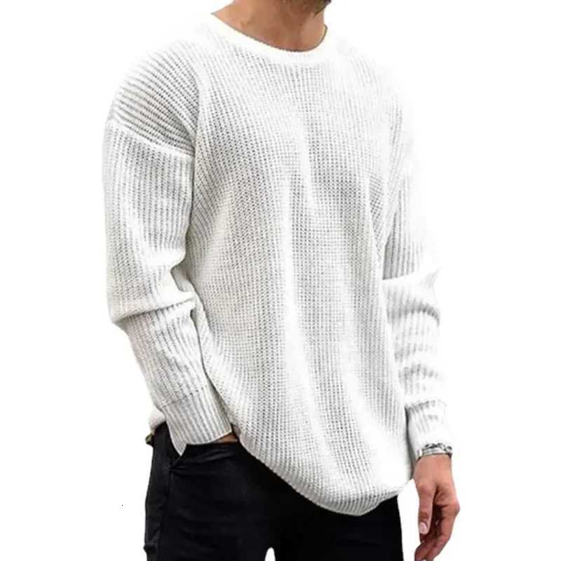Knitted Sweater Men FallWinter New Knitwear Solid Color Crewneck Long Sleeve Puller Mens SweaterZ250918