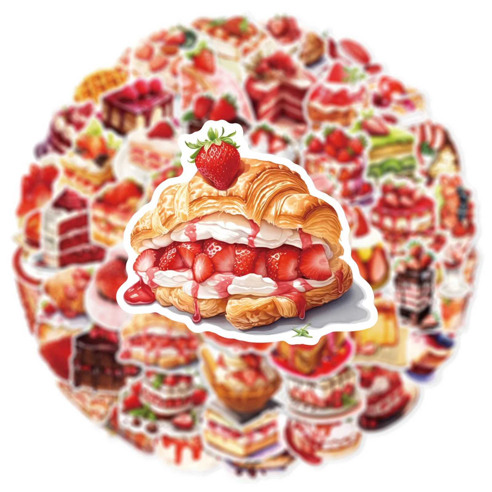 102550pcs Cartoon Strawberry Cake Stickers Dessert Decals for DIY Fridge Water Bottle Phone Laptop Gift Decor Scrapbooking C250918