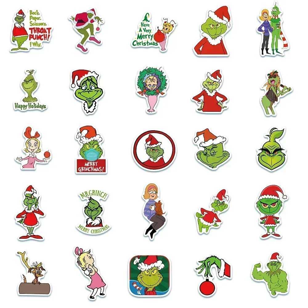 50pcs Cute Green People Stickers Christmas Max Graffiti Decal Toy Scrapbook Diary Phone Laptop Guitar Waterproof Stickers C250918