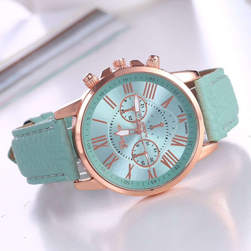 New Leather Strap Geneva Quartz Fashion Women's with Numerals Men's Watch