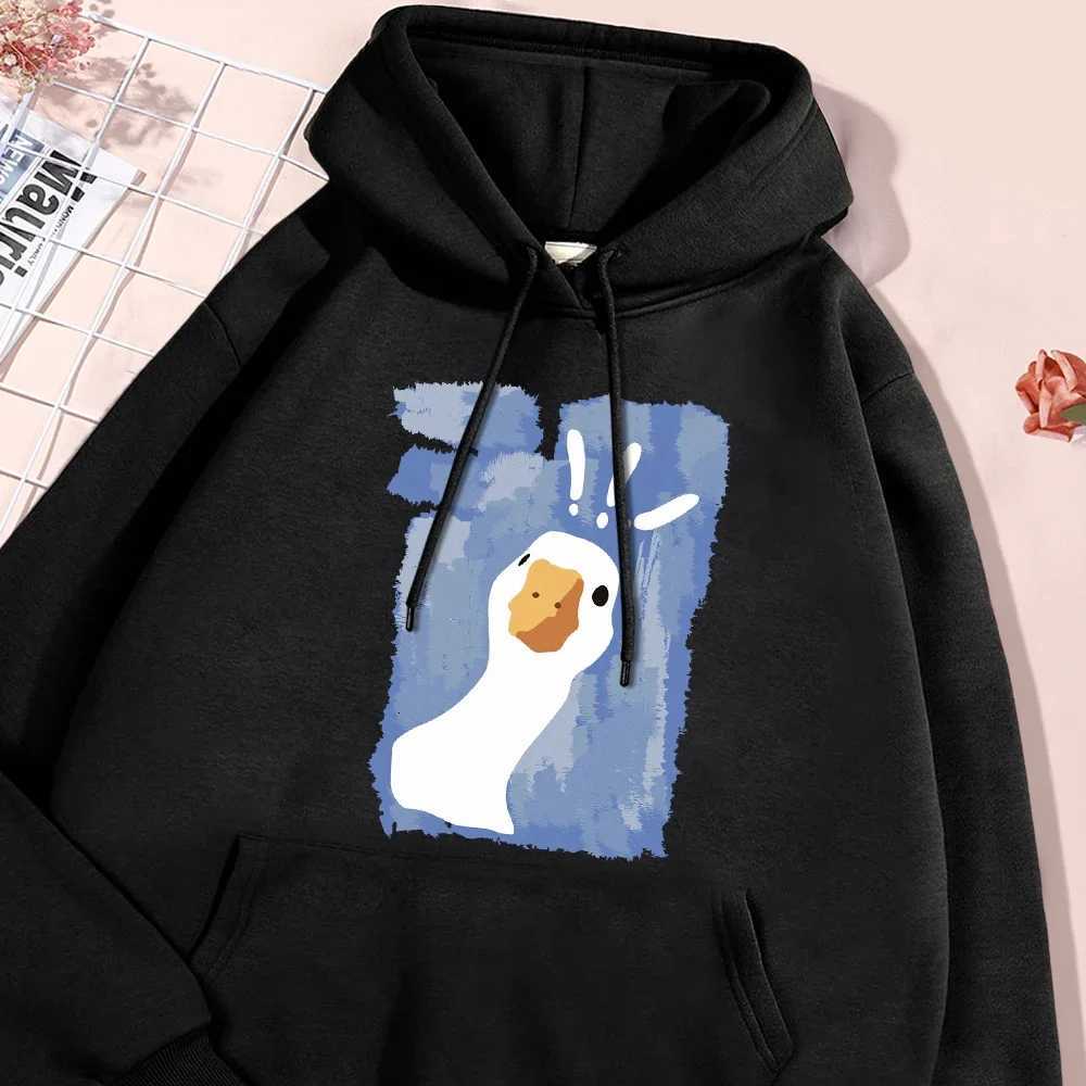 Graffiti Confused Duck Print Womens Hoodie Fashion Hoodie Casual Hoodie Korean Womens Clothing Graphic Retro FashionZ250918