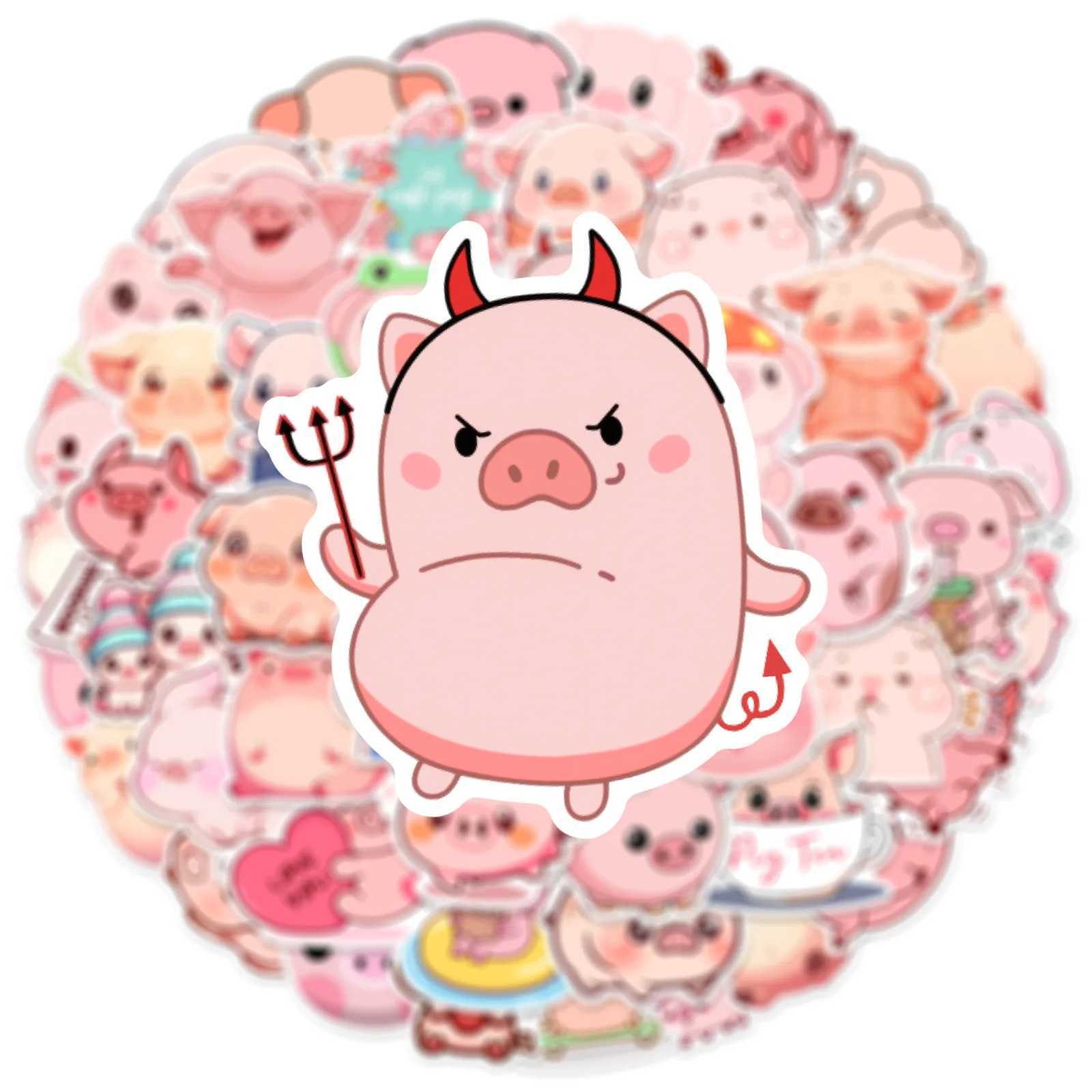 50pcs Cute Little Piggy Cartoon Graffiti Animals Stickers Phone Guitar Laptop Suitcase Water Bottles Waterproof Sticker Gift C250918