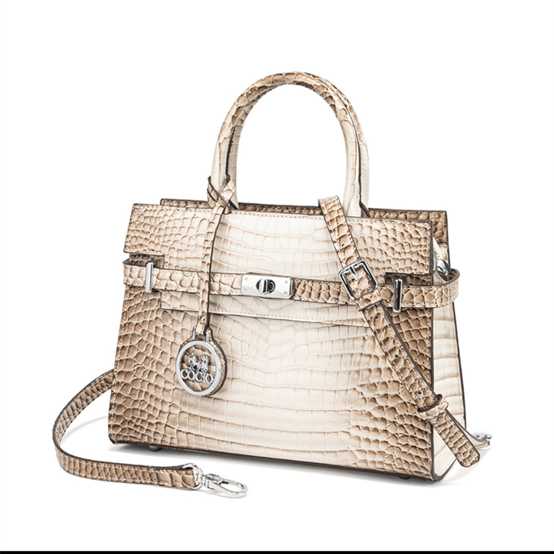 COCIO hot Free delivery designer tote bag Crocodile texture handbag white minimalist women bag