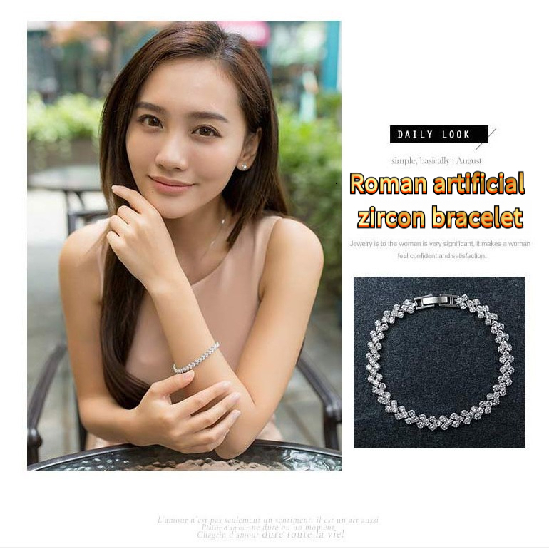 Roman Full Diamond Zircon Handmade for Women, Fresh and Sweet Starry Sky, Mickey Silver Plated Copper Bracelet for Women ddmytues
