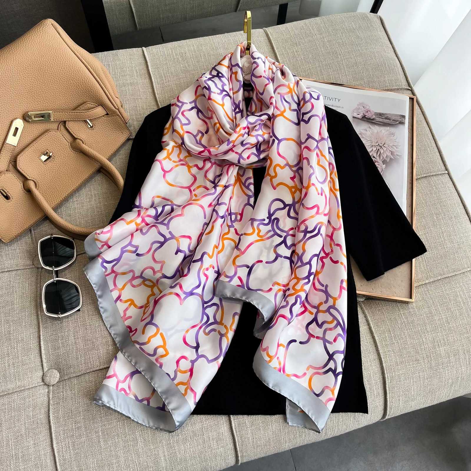 Spring Scarf Wens Luxury Design Scarf Silk Smooth Scarf Soft Muslim band Shl Beach18090cm Y250918