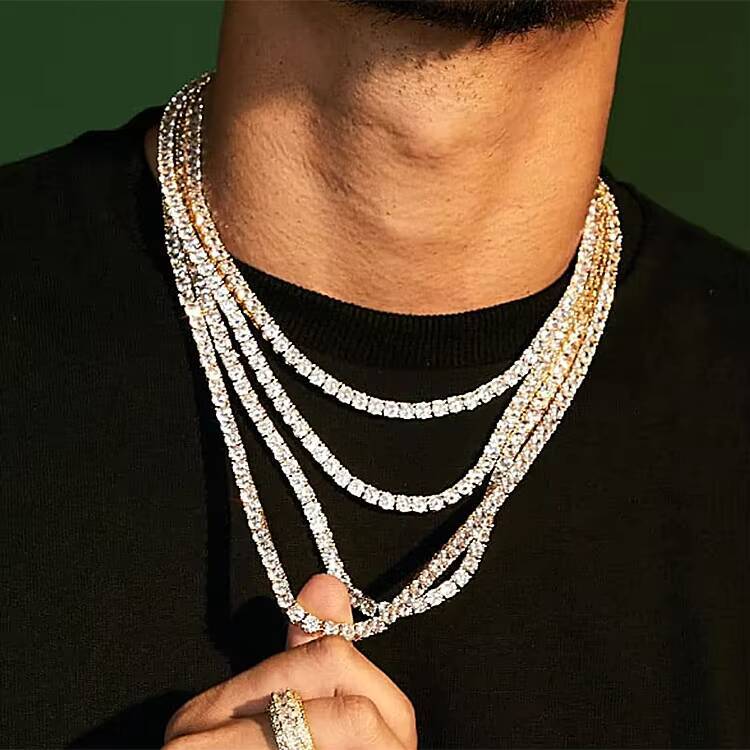 VVS Moissanite Diamond Tennis Chain Bracelet 925 Sterling Silver Hip Hop Charm 2mm to 65mm Sizes