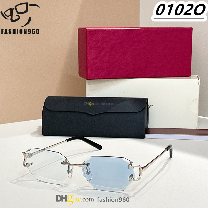 Photochromism Mens designer sunglasses for women diamond cut lenses rimless reading glasses 4 season buffs clear turn color metal leopard lunettes frame 0102O