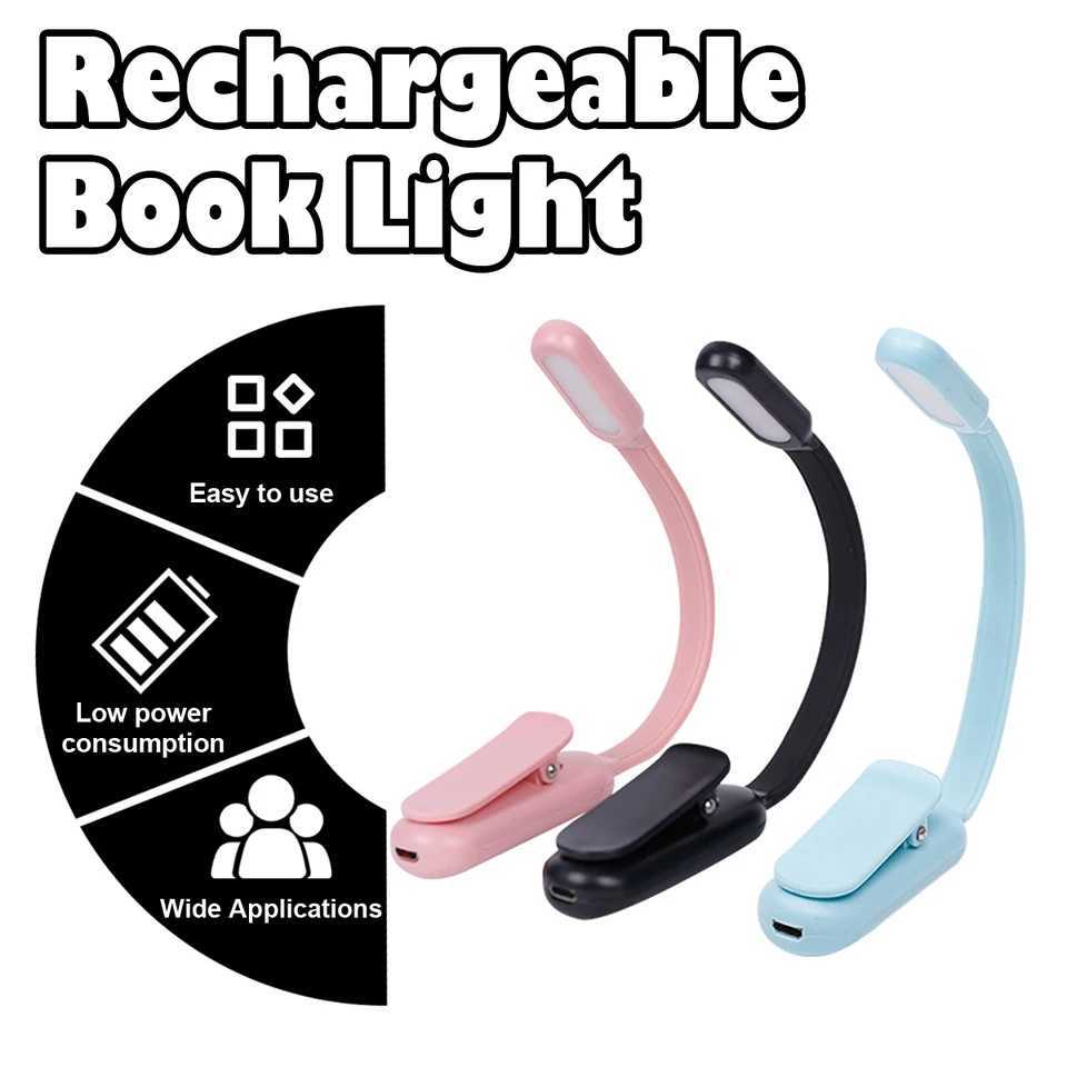 Usb Rechargeable Mini Led Book Light 360 Bending Angle 3colors Stepless Brightness Clipon Reading Lights Lamp Clip Night Desk C250918